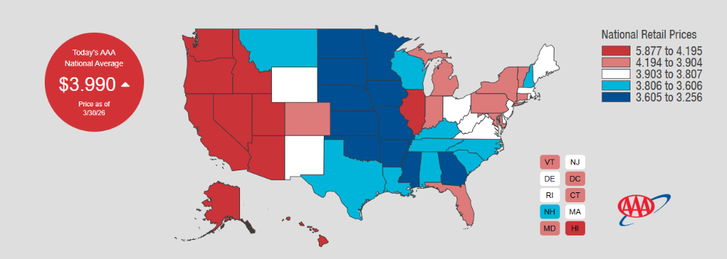 2022年8月来首次！美国汽油均价突破每加仑4美元大关